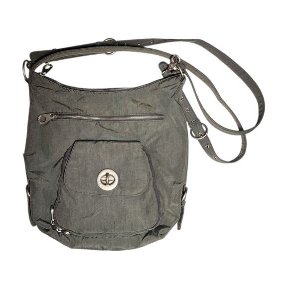 Baggallini Multi Sectional Multi Pocket Nylon Detachable Strap Bag Gray - Picture 1 of 11